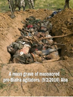 mass grave of massared pro-biafrans at Aba on 2-9-2016.